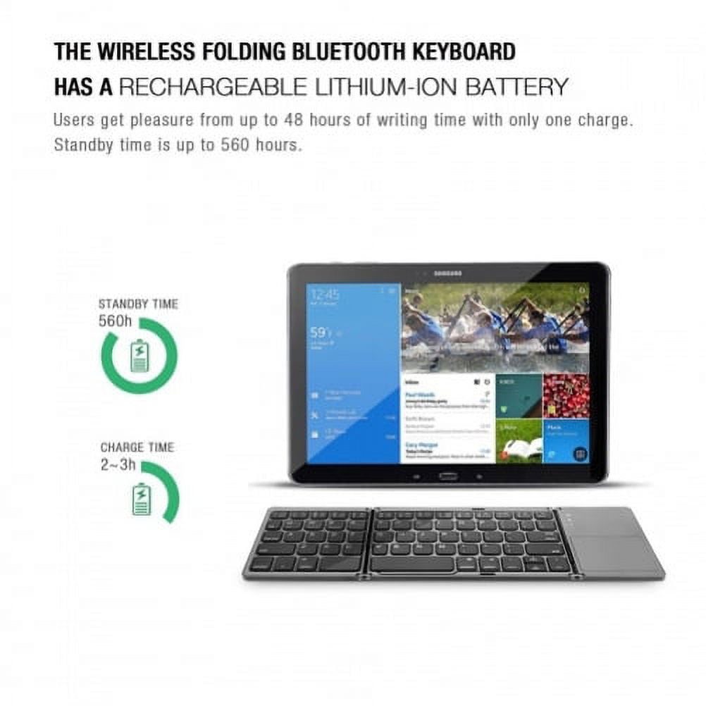 Folding Wireless Keyboard for iPhone 15/Pro/Max/Plus - Bluetooth Rechargeable Portable Compact for iPhone 15/Pro/Max/Plus