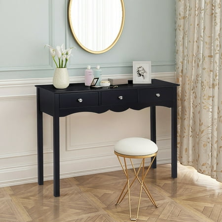 Costway Console Table Hall table Side Table Desk Accent Table 3 Drawers Entryway Black