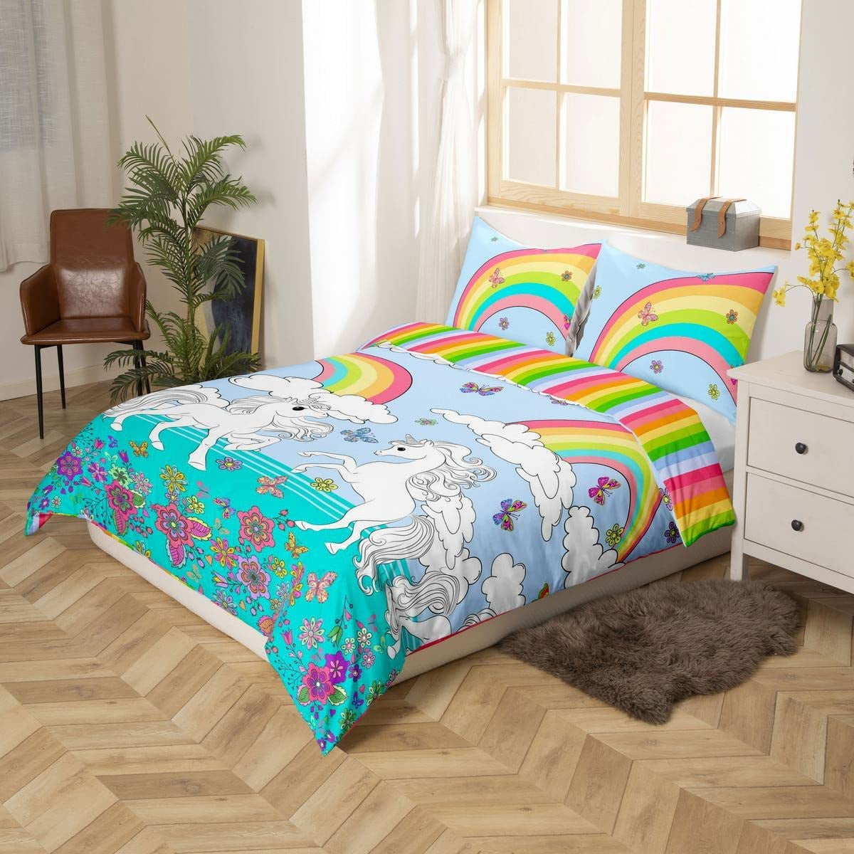 Queen size unicorn quilt cover hot sale