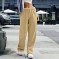 thumbnail image 2 of Women's Wide Leg Sweatpants Drawstring Elastic Waist Loose Fit Solid Color Casual Straight Leg Lounge Pants with Pockets, 2 of 5