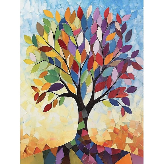 Colorful Tree of Life Decorative Painting/Canvas Art， Suitable for Living Room， Bedroom， Office，Restaurant and Entrance Decoration.