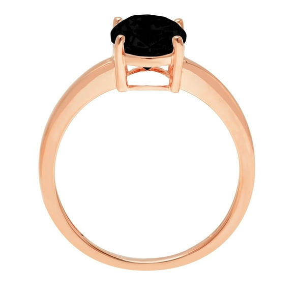 2 ct Oval Cut Natural Onyx Solitaire Engagement Ring for Women in 18K Rose Gold