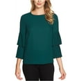 thumbnail image 2 of 1.STATE Womens Tiered-Sleeve Knit Blouse, Green, Small, 2 of 2