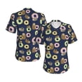 thumbnail image 7 of Zufioo Sloth with Donuts Print Women's Classic V-neck T-shirt, V-neck Short-sleeved Tops Home Wear, Suitable for Daily Life, Work, Outdoors-Large, 7 of 7