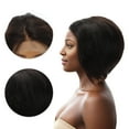 thumbnail image 6 of Unique Bargains Straight Short Hair Hair Wig Real Human Hair 6in 13x4x1in 150 Human Wig Black for Women, 6 of 6