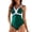 Green, variant on Staron Women's One Piece Swimsuit Retro Modest Polka Dot Lanyard Lacing Tankini Skirt Bathing Suit with Removable Padded Bra High Elastic Waistband, Green L
