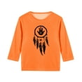 thumbnail image 4 of Nmnitkp Girls Long Sleeve Shirts Girls Sweatshirt Orange Festival Casual Originality Printed 3/4 Sleeve Round Neck Top Orange,3 Years, 4 of 6