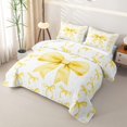 thumbnail image 3 of Erosebridal Retro Ribbon Quilt King for Girls Boys, Butterfly Knot King Coverlet Set, White Yellow, 3-Piece, 3 of 7