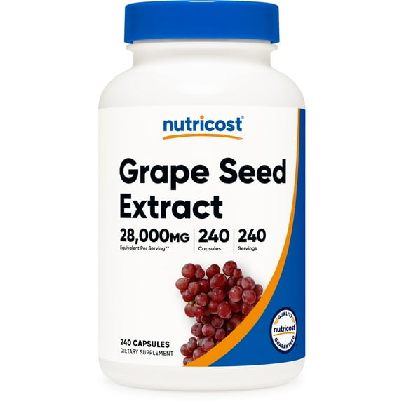 Nutricost Grape Seed Extract 28,000mg, 240 Capsules - Non-GMO, Gluten Free Supplement