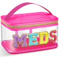 thumbnail image 1 of Bolsa de cosméticos Geetery Chenille Letter Bag, color rosa intenso, 1 of 7