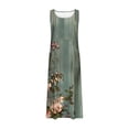 thumbnail image 5 of Teissuly New Women's Sleeveless Cotton And Linen Round Neck Printed Long Dress, 5 of 5
