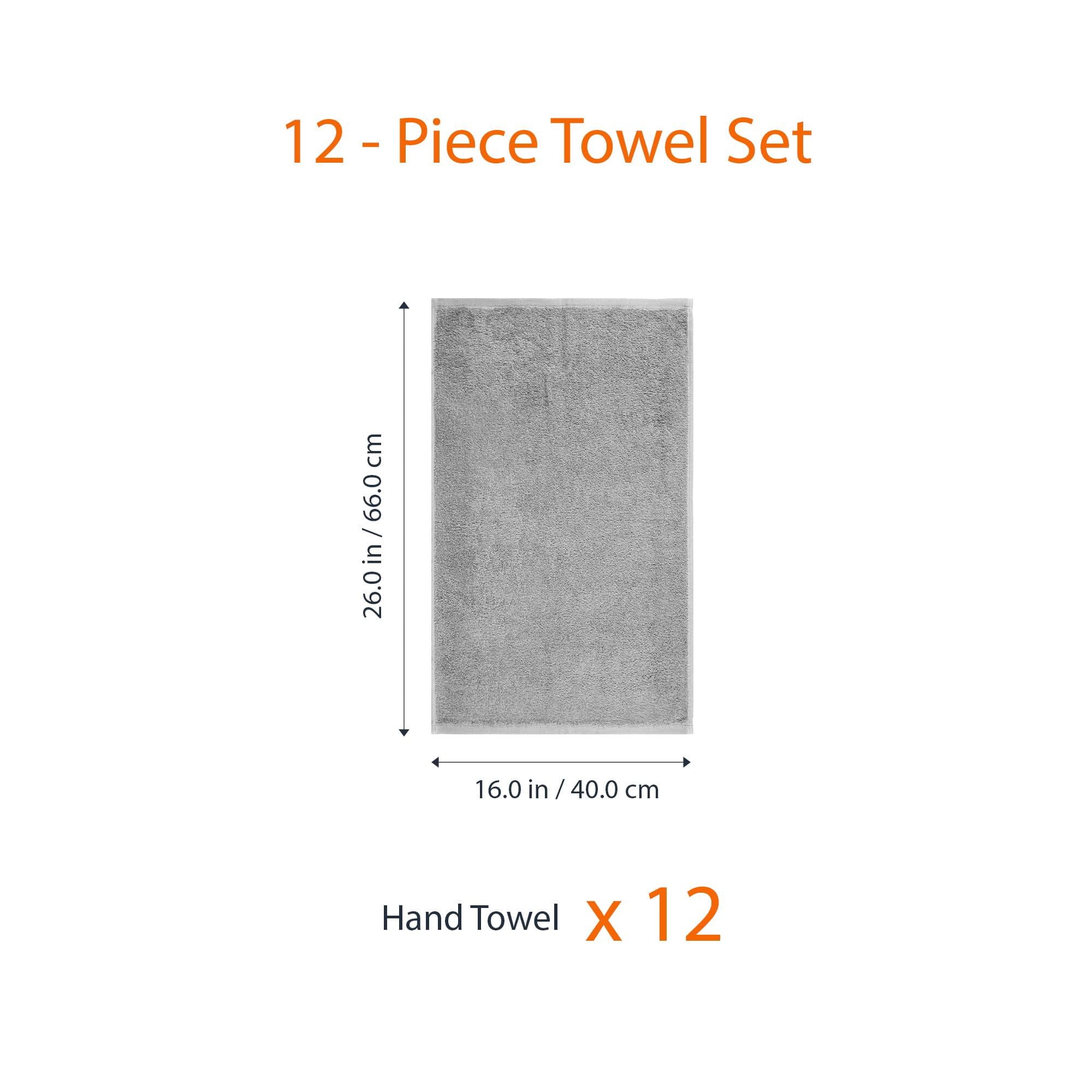 Soft Thick Cotton Hand Towels, 16 x 26 Inches, White, Absorbent Towels for Bathroom, Kitchen & Gym