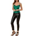 thumbnail image 2 of Unique Bargains Women's Sparkly Metallic Glitter Spaghetti Strap Camisole Tops S Dark Green, 2 of 6