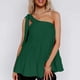 thumbnail image 3 of Camiseta sin mangas para mujer, con un solo hombro, dobladillo con volantes, tipo suelto, Top informal de verano, verde L, 3 of 7