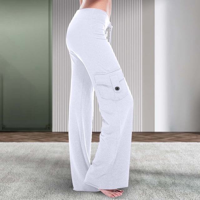 WILLBEST Pantalones Casuales para Mujer, elegantes Pantalones de Trabajo Elásticos para Comodidad Diaria, Cintura Alta, Estilo Harén Retro, Ropa para Correr al Aire Libre Duradera con Bolsillos Chica