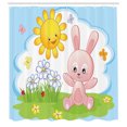 thumbnail image 3 of Ambesonne Cartoon Shower Curtain, Rabbit in Garden, 69"Wx84"L, Multicolor, 3 of 5