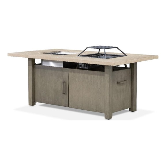 Greemotion Bordeaux Natural Finish Metal Outdoor Fire Pit Table Grill