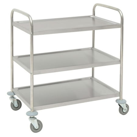 Outdoor Stainless Steel Carts HUBERT Utility Cart With 3 Shelves Stainless Steel - 31 9/10