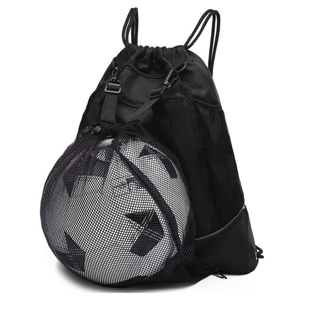Bolsa de fútbol para adolescentes, mochila de fútbol, bolsa de gimnasio, mochila con cordón, fútbol y bolsas para baloncesto, voleibol, béisbol con bolsillo de malla para pelota