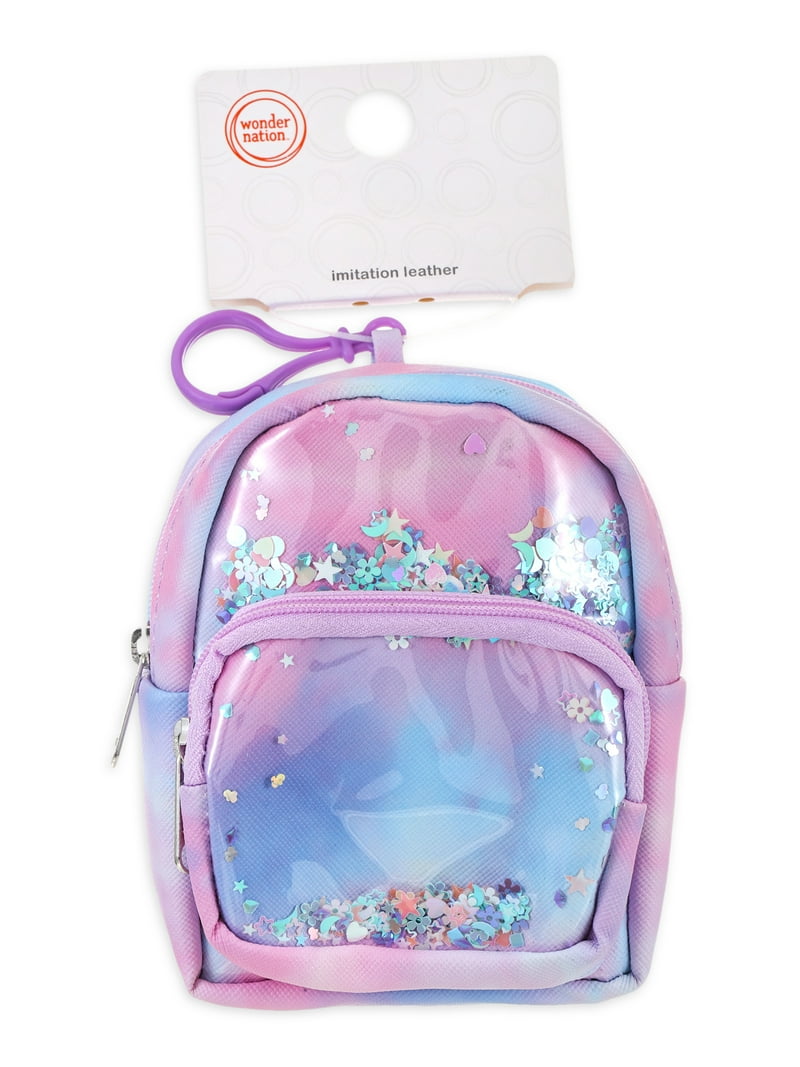 Wonder Nation Girl's Mini Backpack Clip-on Storage Pouch, Pastel Multicolor