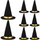 thumbnail image 1 of GAXIRE 8 mini sombreros de bruja negros hechos a mano, fundas de fieltro para botellas de vino, decoración para Halloween, accesorios para el cabello, manualidades., 1 of 4