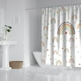 thumbnail image 3 of Extra Long Boho Shower Curtain 72x84 Inches - Vintage Floral & Tropical Leaves Pattern, Waterproof Bohemian Bathroom Decor with 12 Hooks, Tribal Rustic Style, 3 of 5