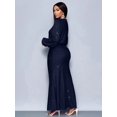 thumbnail image 2 of Navy Blue Sparkly Mermaid Hem Bodycon Maxi Dress For Evening Party Dating, 2 of 7