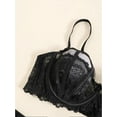 thumbnail image 5 of Women's Sexy Lace Bra Underwire Balconette Unlined Demi Sheer Plus Size（Black,42D), 5 of 5