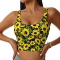 thumbnail image 1 of Balery Sunflowers In Vintage Sujetadores deportivos con espalda cruzada para mujer, acolchados, sin costuras, de alto impacto, ideales para yoga, gimnasio, entrenamiento y fitness.-, 1 of 8