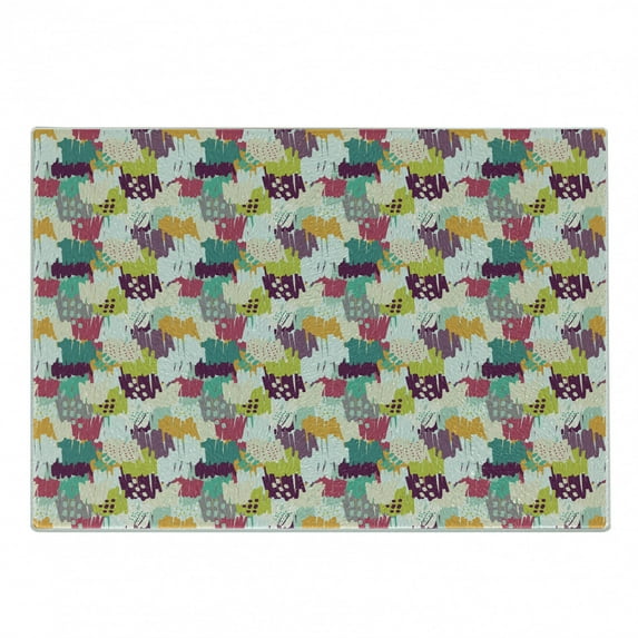 Brush Cutting Board, Paint Brush Chunky Blows Canvas Fantasy World Polka Dots Linked Inky Splatters, Decorative Tempered Glass Cutting and Serving Board, in 3 Sizes, by Ambesonne