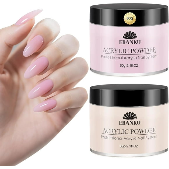 Acrylic Nail Powder Set, Nude Pink Acrylic Powder for Nail Extension, Carving | Colored Acrylic Nail Powders for French Nail Extension, Gifts for Women (2 * 60G)