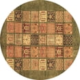 thumbnail image 1 of Ahgly Company Indoor Round Abstract Brown Modern Area Rugs, 3' Round, 1 of 4