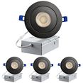 thumbnail image 1 of LED 3-Inch Black Gimbal Recessed Slim LED Pot Lights with Junction Box, Dimmable 7W 560LM, 4000K LED Ceiling Downlight, 4-PACK, 1 of 1