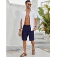 thumbnail image 3 of COOFANDY Men's Black Linen Shorts Casual Summer Beach Shorts Lightweight Cotton Flat Front Short 9 inch Inseam, 3 of 6