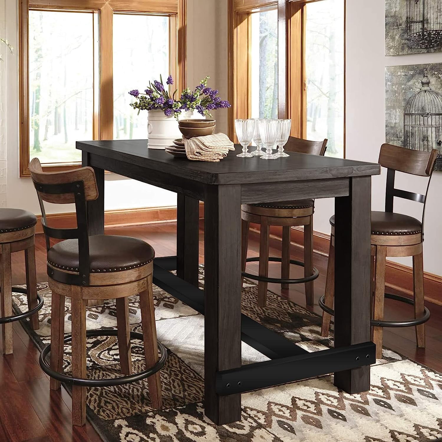 Nathaniel Home Dinning Table 27.00 inches Rectangle Dinning Table Black