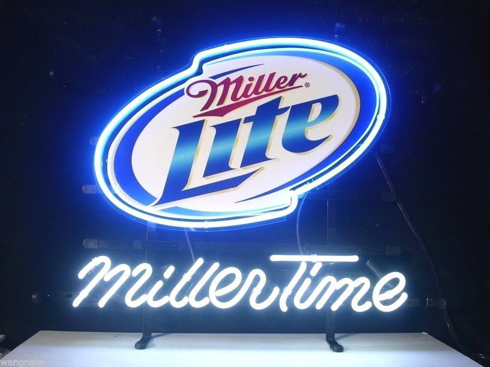 Chicago Bears Miller Lite Logo Neon Lamp Sign 20"x16" Bar Light Beer Display 
