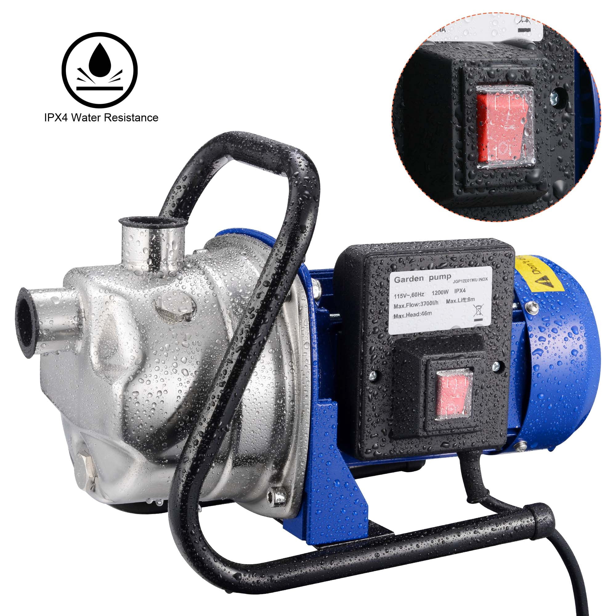 Yescom 1200W Electric Water Booster Pump Stainless Steel Garden Sprinkler Pump Pool