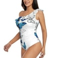 thumbnail image 2 of Gaeub Blue Flying Butterflies Women's One Shoulder Ruffle Tummy Control Swimwear for Swimming Surfing Beach Party - X-Large, 2 of 8