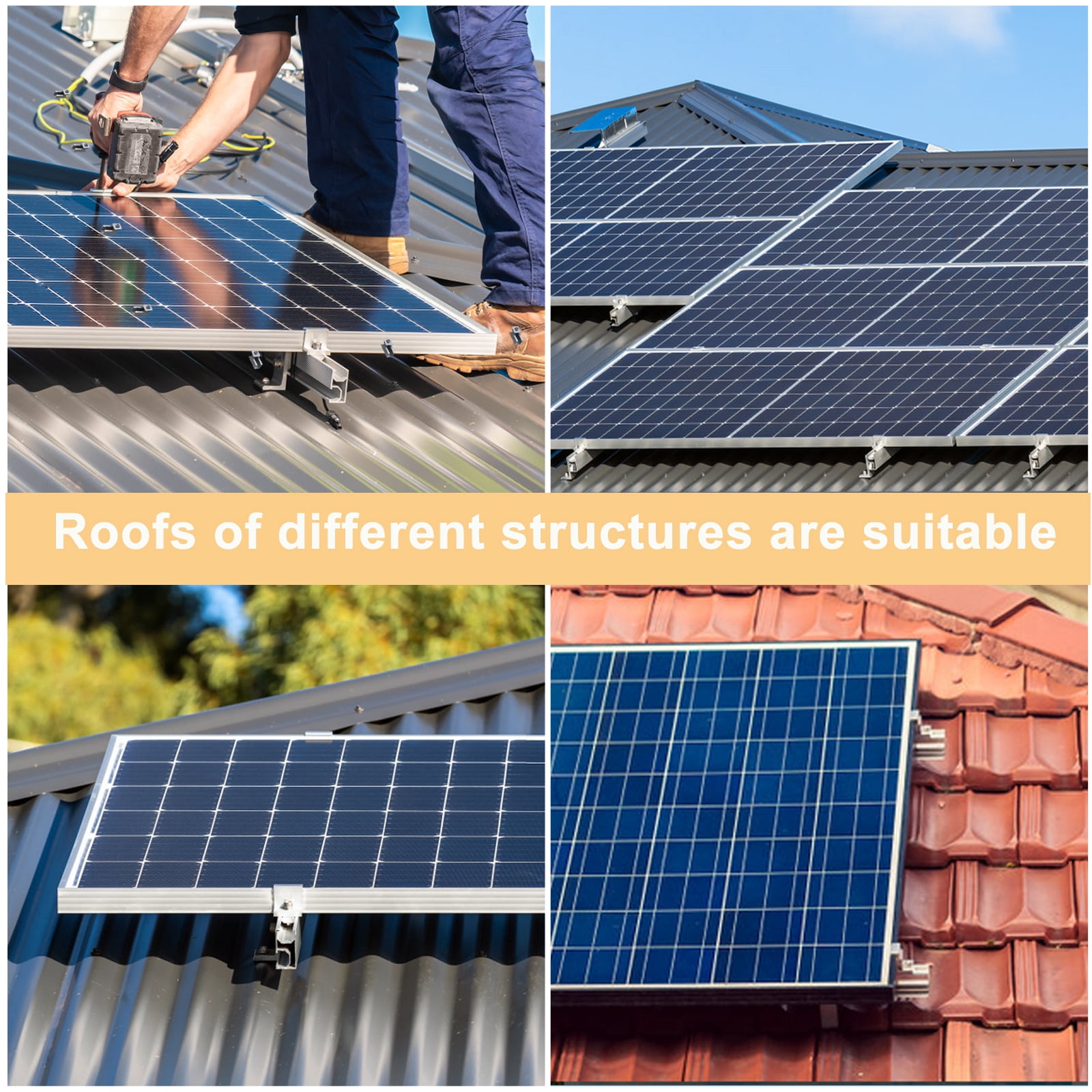 Solar Panel Mounting Bracket Kit, Solar Roof Mount Kit for 1-4 Pieces Thickness 1.18”/1.37” Solar Panels