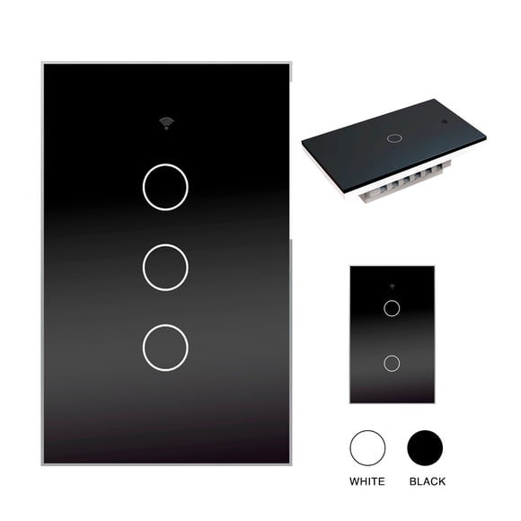 Interruptor Inteligente Happy Life WIFI 3 vias Negro