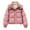 Pink L, variant on Women Winter Cotton Coat Hooded Thickened Padded Short Type with Zipper Pockets Elastic Cuffs Pure Color Windproof Lady Down Coat