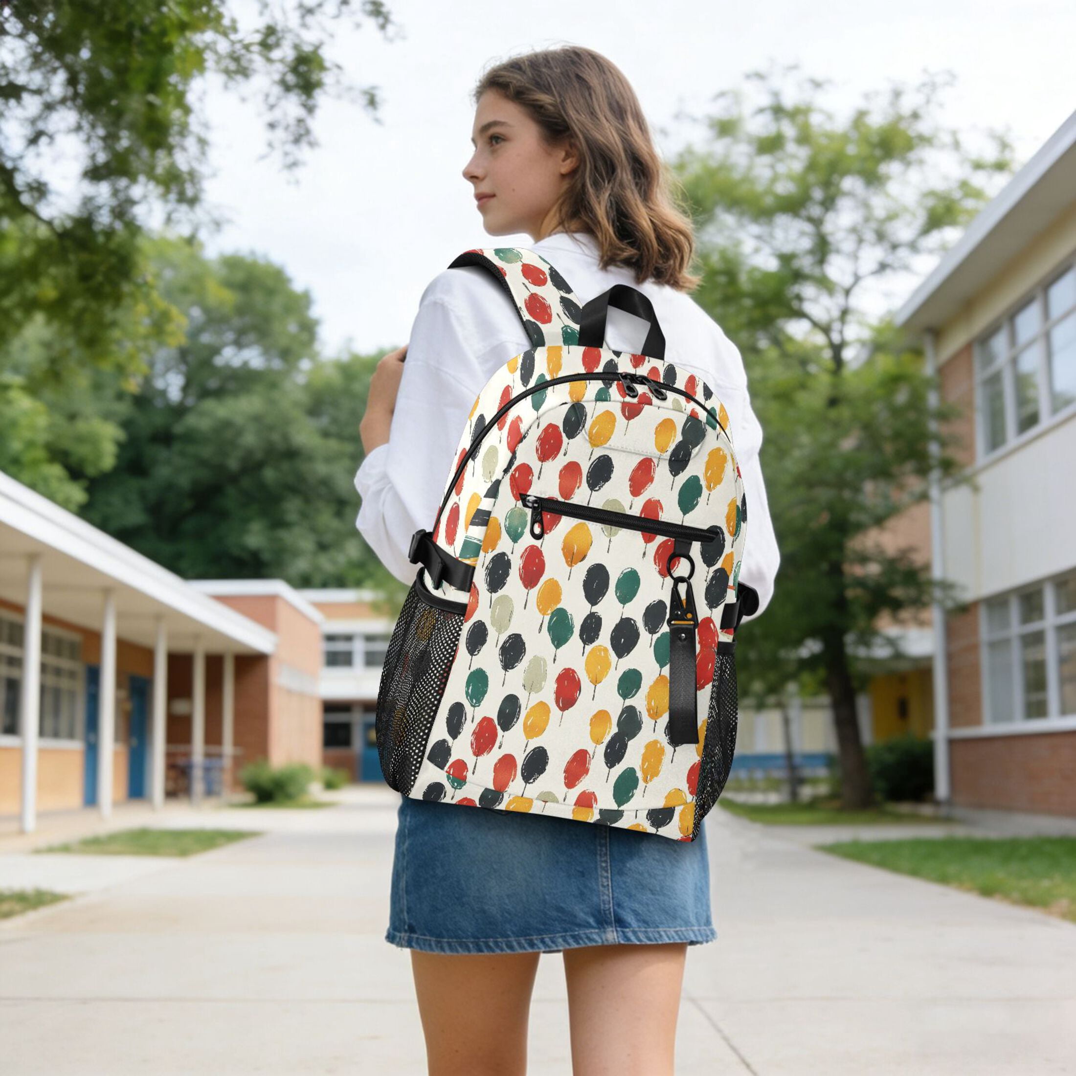 JIALIOU 14" Laptop Backpack Waterproof Airline Approved Stylish Casual Daypack for Travel Business College Work, Colorful Hand Drawn Balloon