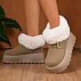 thumbnail image 6 of SYMOID Womens Khaki Warm Platform Ankle Snow Boots - Faux Faux Fur Collar Fleece Lined with Anti-Slip Rubber Sole Gold Buckle Winter Boots,Size 36, 6 of 9