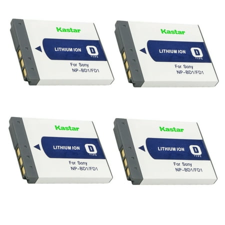Kastar 4-Pack NP-BD1 Battery 3.7V 1100mAh Replacement for Sony Cyber-shot DSC-T90 Cyber-shot DSC-T200 Cyber-shot DSC-T300 Cyber-shot DSC-T500 Cyber-shot DSC-T700 Cyber-shot DSC-T900 Camera
