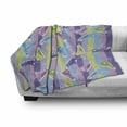 thumbnail image 3 of Retro Soft Flannel Fleece Throw Blanket, Different Colored Sneakers on Vertically Striped Backdrop Youth Footwear Fashion, Cozy Plush for Indoor and Outdoor Use, 70" x 90", Multicolor, by Ambesonne, 3 of 6