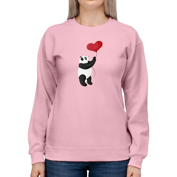 Panda Holding Heart Balloon Sweatshirt Women -Image by Shutterstock, Female x-Large