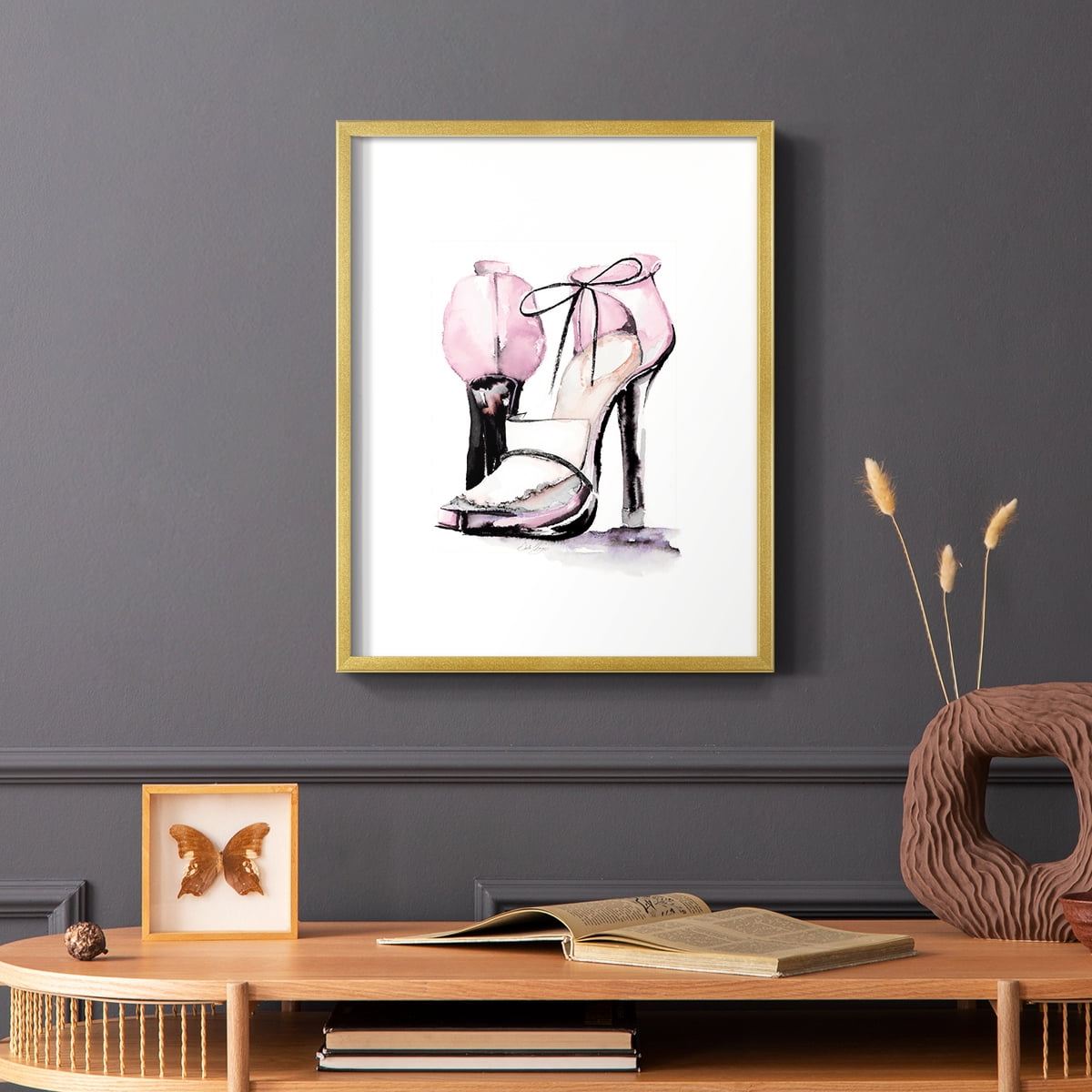 Loafer Heel in Gold Solid Wood 16 x 20 Framed Print