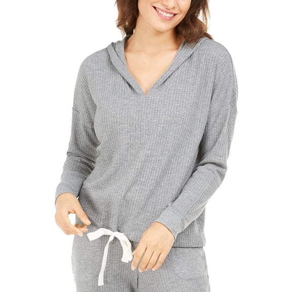 Alfani Womens Thermal V-neck Pajama Hoodie Size 2XL