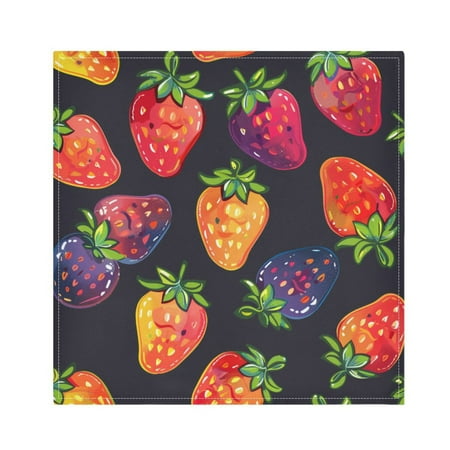 

JSTEL Colorful Strawberry Cloth Napkins Set of 6 20x20 Inch Washable and Reusable Napkin for Decoupage Dinner Party Everyday Use