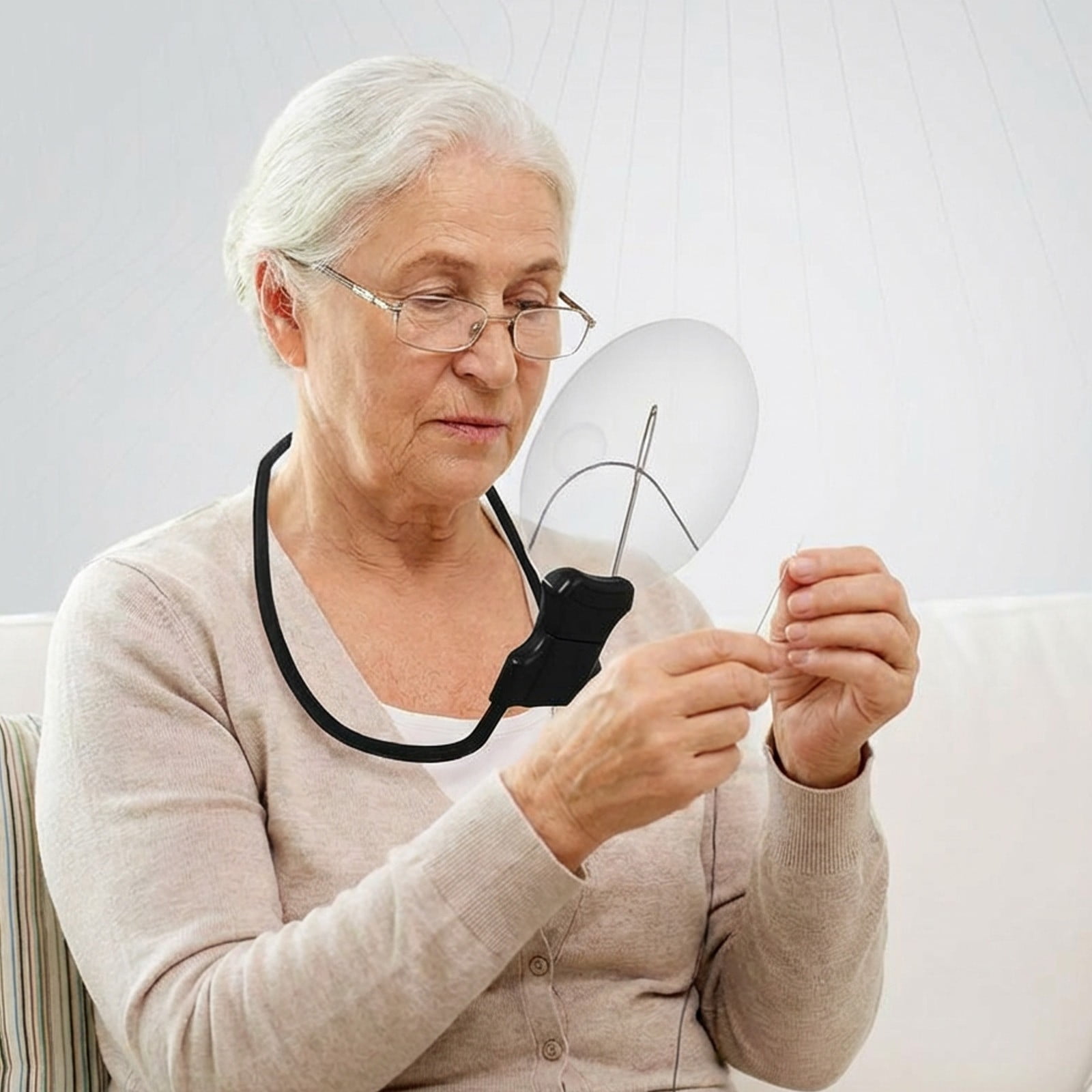 Hands-Free Acrylic Magnifier 7-12x Large Lens with Adjustable Neck and Stand, Reading and Craft Magnifier for Seniors, Detailed Work, Hobby and Vision Assistance Tool